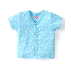 Babyhug 100% Cotton Knit Half Sleeves Front Open Vests Stripes & Bear Print Pack of 5 - White Yellow & Blue