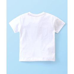 Babyhug Single Jersey Knit Half Sleeves T-Shirts & Shorts Set with Beach Theme Print - White Yellow & Blue
