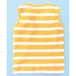 Babyhug Single Jersey Knit Half Sleeves T-Shirts & Shorts Set with Beach Theme Print - White Yellow & Blue