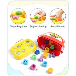 Babyhug Premium My First Shape Sorter Toy - Red|16 Blocks| Sorting & Stacking Toys for 18+ Months| Activity Toys for Toddlers|BIS Certified