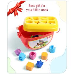Babyhug Premium My First Shape Sorter Toy - Red|16 Blocks| Sorting & Stacking Toys for 18+ Months| Activity Toys for Toddlers|BIS Certified