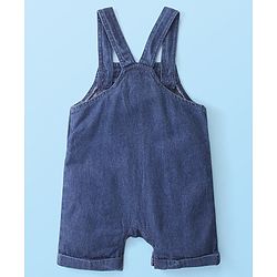 Babyhug Disney 100% Cotton Knit Dungaree & Half Sleeves T-Shirt With Mickey Mouse Print - White & Blue
