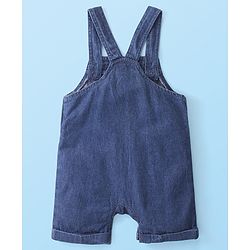 Babyhug Disney 100% Cotton Knit Dungaree & Half Sleeves T-Shirt With Mickey Mouse Print - White & Blue