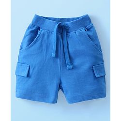 Babyhug Single Jersey Knit Half Sleeves Printed  T-Shirt & Shorts Set - White & Blue