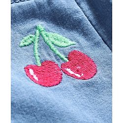 Babyhug Denim Mid Thigh Cherry Embroidered Shorts - Blue