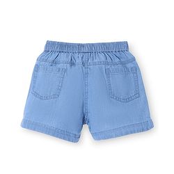 Babyhug Denim Mid Thigh Cherry Embroidered Shorts - Blue