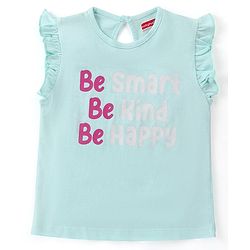 Babyhug Cotton Knit Frill Sleeves Top with Text Print Pack of 3 - Pink & Blue