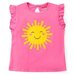 Babyhug Cotton Knit Frill Sleeves Top with Text Print Pack of 3 - Pink & Blue