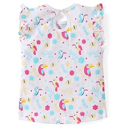 Babyhug Cotton Knit Frill Sleeves Top with Floral & Bird Print Pack of 3 - Multicolor