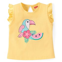 Babyhug Cotton Knit Frill Sleeves Top with Floral & Bird Print Pack of 3 - Multicolor