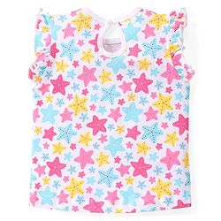 Babyhug Cotton Knit Frill Sleeves Top with Star & Text Print Pack of 3 - Multicolor