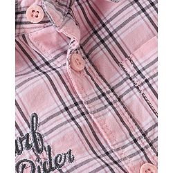 Babyhug Cotton Woven Half Sleeves Checks Shirt & Denim Shorts Set - Pink & Blue