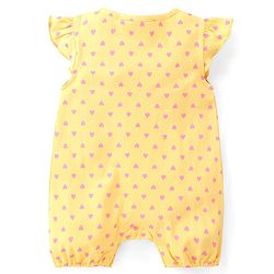 Babyhug 100% Cotton Knit Frill Sleeves Romper Floral & Heart Print Pack of 2 - Blue & Yellow