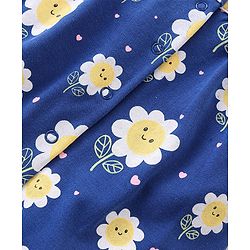Babyhug 100% Cotton Knit Frill Sleeves Romper Floral & Heart Print Pack of 2 - Blue & Yellow