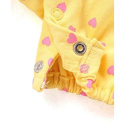 Babyhug 100% Cotton Knit Frill Sleeves Romper Floral & Heart Print Pack of 2 - Blue & Yellow