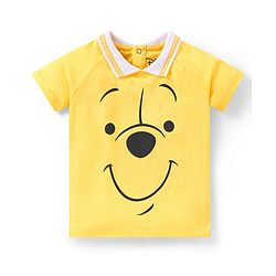 Babyhug Disney Single Jersey Knit Half Sleeves T-Shirt And Shorts Set With Winnie The Pooh Graphics - Yellow & Blue