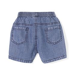 Babyhug Cotton Mid Thigh Washed Denim Shorts with Bow Detailing Solid Colour - Blue