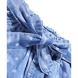 Babyhug  Mid Thigh Denim  Shorts Hearts Print with Belt Detailing - Blue