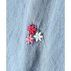 Babyhug Cotton Ankle Length Denim Culottes Floral Embroidered - Blue