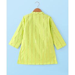 Babyhug Cotton Full Sleeves Striped Kurta Pyjama Set - Lime Green