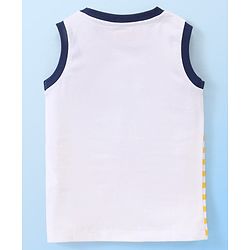 Babyhug Cotton Sleeveless T-Shirt With Animal & Text Graphics - White