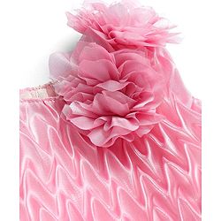 Babyhug Woven  Sleeveless Fit & Flare Party Frock with Floral Corsage - Pink
