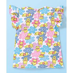 Babyhug Disney Single Jersey Knit Half Sleeves Top & Shorts Set with Floral & Winnie The Pooh Print - Multicolour