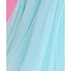 Babyhug Woven Half Puffed Fit & Flared Solid Colour Party Frock with Floral Applique - Light Blue