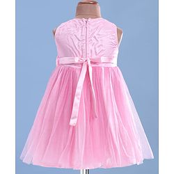 Babyhug Woven Sleeveless Fit & Flared Party Frock with Floral Embroidery & Floral  Applique - Pink