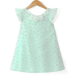Babyhug Sleeveless Party Frock with Sequin Detailing & Floral Applique - Mint