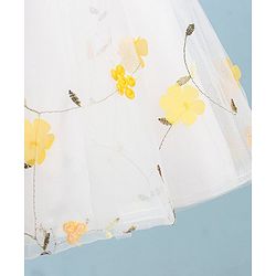 Babyhug Woven Sleeveless Fit and Flare Party Frock with 3D Floral Applique - Off- White