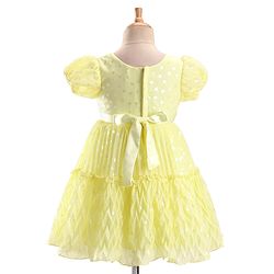 Babyhug Puffed Sleeves Fit And Flare Party Wear  Frock  With Froral Applique- Yellow