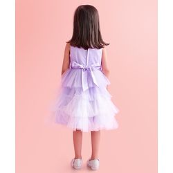 Babyhug Woven Sleeveless Layered Party Wear Tiered Dress with Bow Applique - Lavender