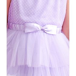 Babyhug Woven Sleeveless Layered Party Wear Tiered Dress with Bow Applique - Lavender