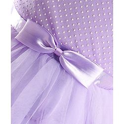 Babyhug Woven Sleeveless Layered Party Wear Tiered Dress with Bow Applique - Lavender