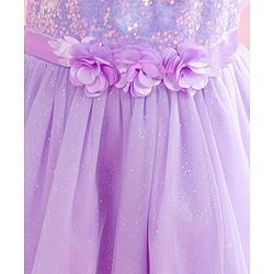 Babyhug Sleeveless Party Wear Fit and Flare Dress with Sequined Yoke and Corsage - Lavender