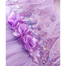 Babyhug Sleeveless Party Wear Fit and Flare Dress with Sequined Yoke and Corsage - Lavender