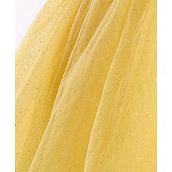 Babyhug Woven Sleeveless Party Wear Fit and Flare Dress with Sequined Yoke and Corsage - Lemon Yellow