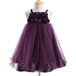 Babyhug Woven Singlet Sleeve Fit and Flare Party Frock with Floral Applique - Wine