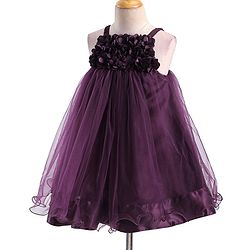 Babyhug Woven Singlet Sleeve Fit and Flare Party Frock with Floral Applique - Wine