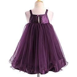 Babyhug Woven Singlet Sleeve Fit and Flare Party Frock with Floral Applique - Wine