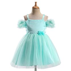 Babyhug Sleeveless Frill & Floral Detailing Solid Colour Fit & Flared Party Frock - Mint