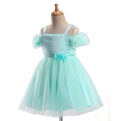 Babyhug Sleeveless Frill & Floral Detailing Solid Colour Fit & Flared Party Frock - Mint