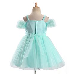 Babyhug Sleeveless Frill & Floral Detailing Solid Colour Fit & Flared Party Frock - Mint