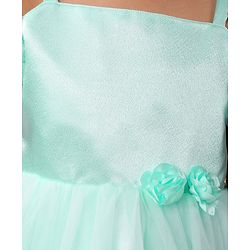 Babyhug Sleeveless Frill & Floral Detailing Solid Colour Fit & Flared Party Frock - Mint