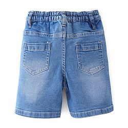 Babyhug Cotton Knit Half Sleeves Regular Collar Checkered Shirt & Denim Shorts Set - Multicolor