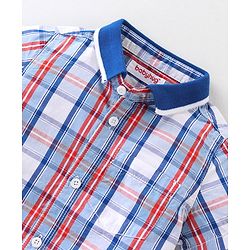 Babyhug Cotton Knit Half Sleeves Regular Collar Checkered Shirt & Denim Shorts Set - Multicolor