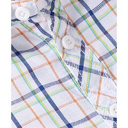 Babyhug Cotton Woven Half Sleeves Checks Shirt & Denim Shorts Set - White & Navy Blue