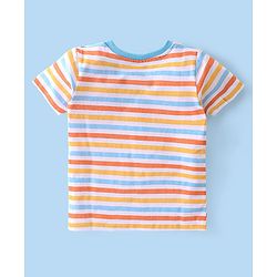 Babyhug Cotton Knit Half Sleeves T-Shirt Stripes & Text Graphics Pack Of 3 - Multicolor