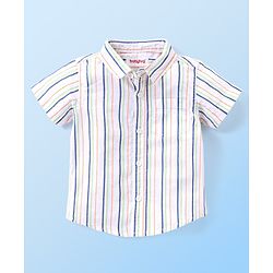 Babyhug Single Jersey Half Sleeves Striped Shirt & Shorts Set - Multicolor